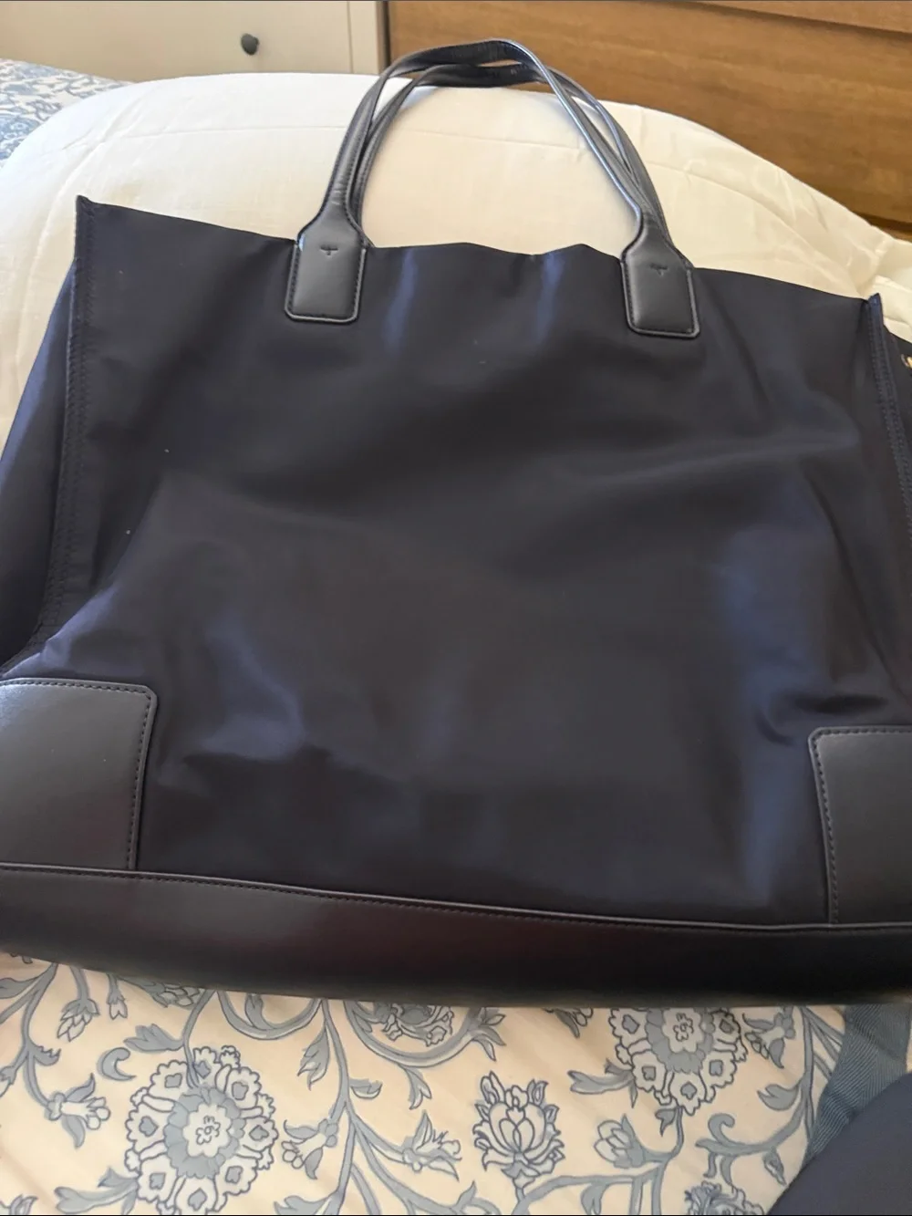TORY BURCH ELLA LOGO TOTE NAVY BLUE SHOULDER BAG